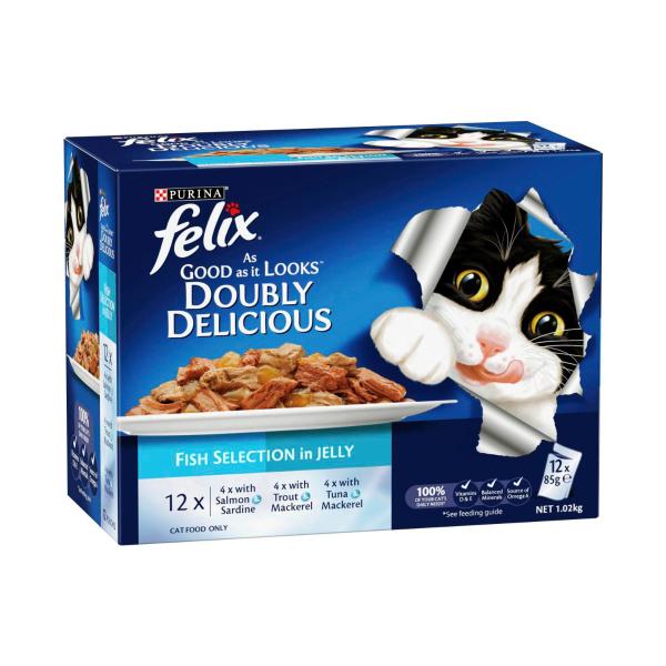 Felix Doubly Delicious Fish Selection Cat Food 85g 12 pack product image