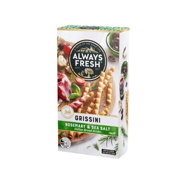 Always Fresh Grissini Rosemary & Sea Salt Bread Sticks 125g product image