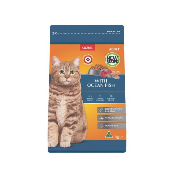 Coles Adult Dry Cat Food With Ocean Fish 1kg product image