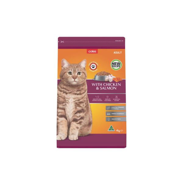 Coles Adult Dry Cat Food With Chicken & Salmon 4kg product image