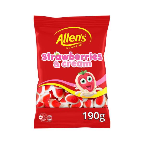 Allen's Lollies Strawberries And Cream Lolly Bag 190g product image