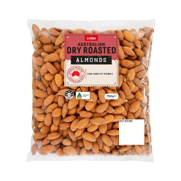 Coles Dry Roasted Almonds 750g product image