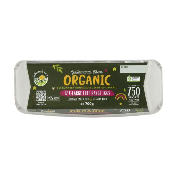 Yallamundi Farm Organic Free Range Eggs 12 Pack 700g