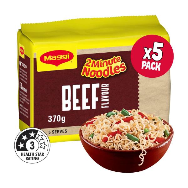 2 Minute Instant Noodles Beef Flavour 5 Pack