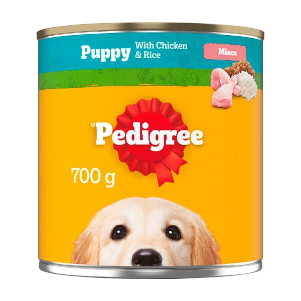 Pedigree Puppy Wet Dog Food with Chicken & Rice Mince Can 700g