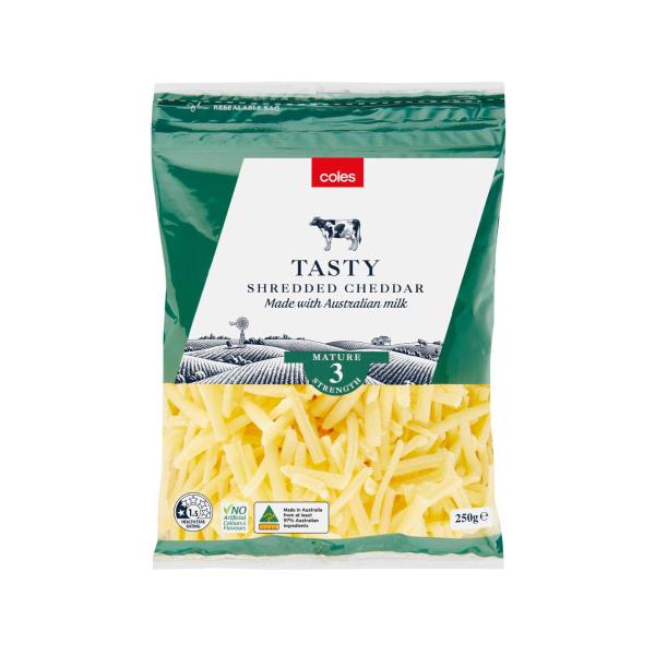 Coles Dairy Shredded Tasty Cheese 250g