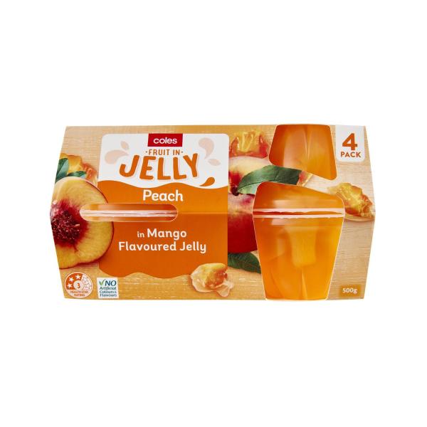 Coles Peach In Mango Flavoured Jelly 4 Pack 500g