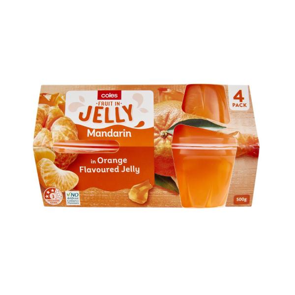 Coles Mandarin In Orange Flavoured Jelly 4 Pack 500g
