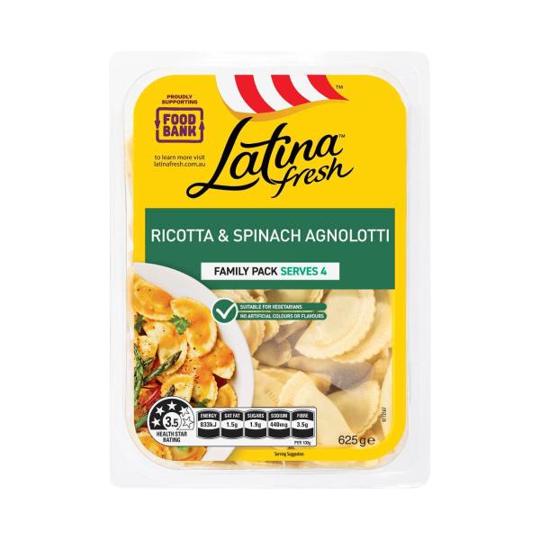 Latina Fresh Ricotta & Spinach Agnolotti Pasta 4 Serve 625g