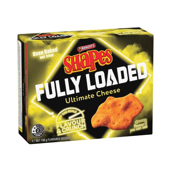 Arnott's Shapes Fully Loaded Crackers Ultimate Cheese 130g product image
