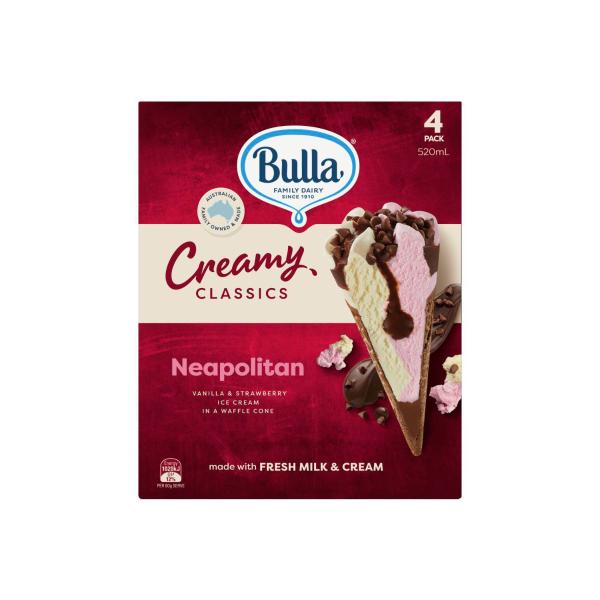 Creamy Classics Neapolitan Cone 4 Pack