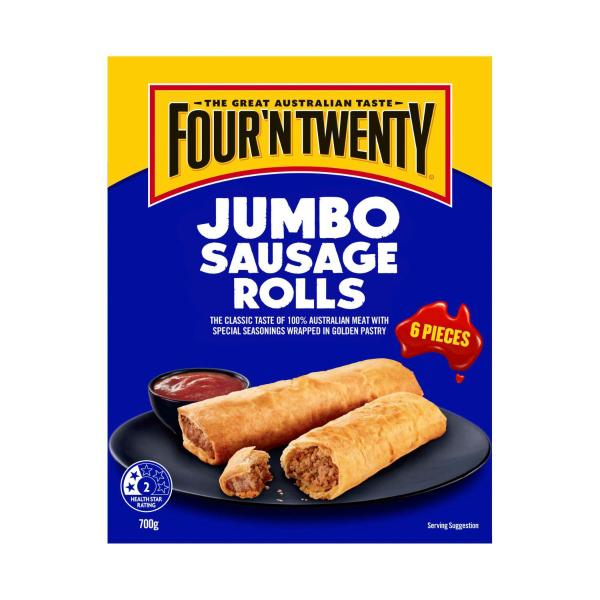 Four'N Twenty Frozen Sausage Roll Jumbo 6 Pack 700g