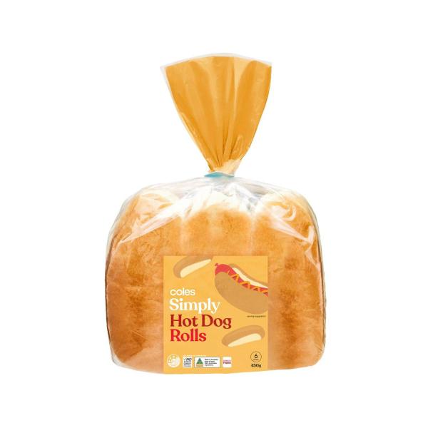 Coles Simply Hot Dog Rolls 450g