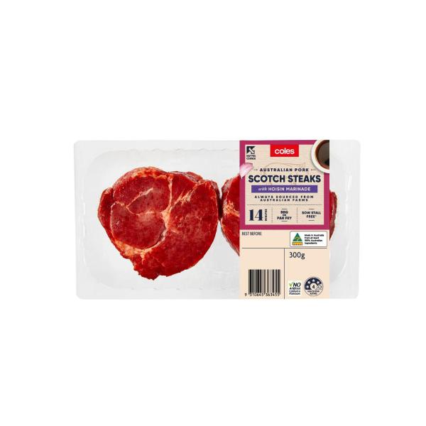 Coles Pork Scotch Steaks With Hoisin 300g product image