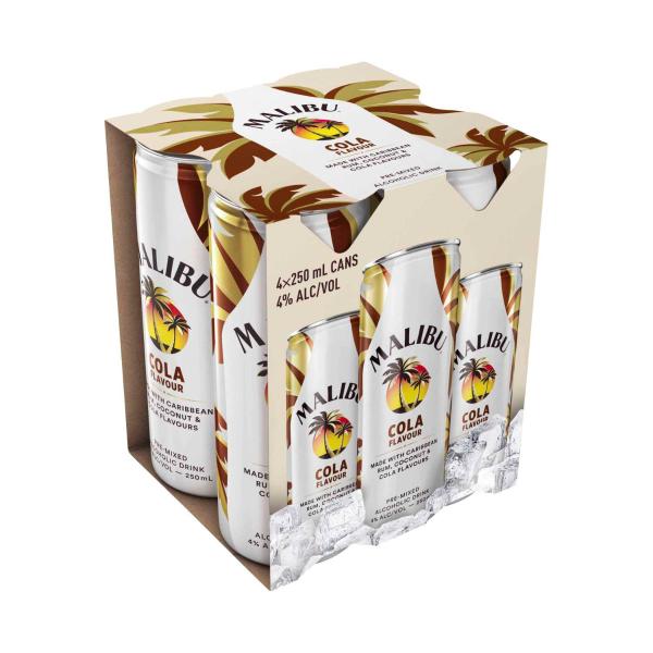 Malibu & Cola Can 250ml 4 Pack product image