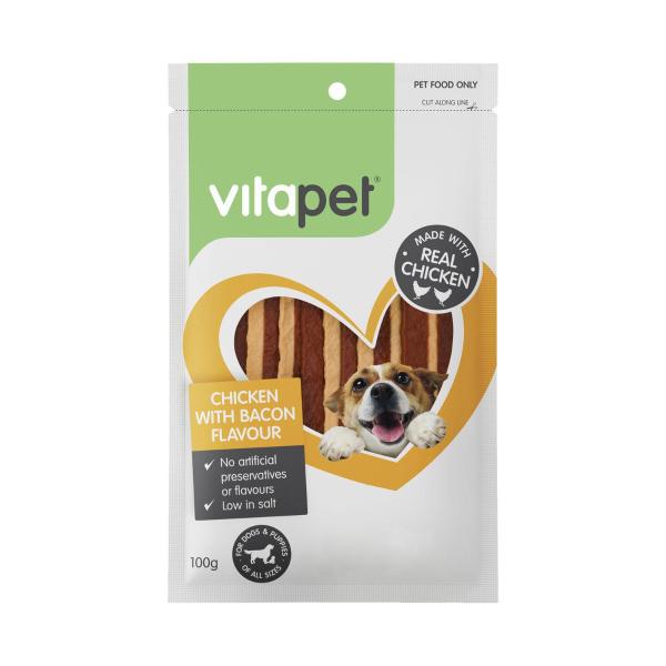 Vitapet Jerhigh Chicken & Bacon Dog Treats 100g