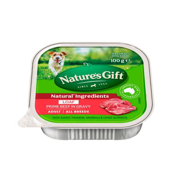 Nature's Gift Adult All Breeds Wet Dog Food Loaf Prime Beef in Gravy | 100g – Coles