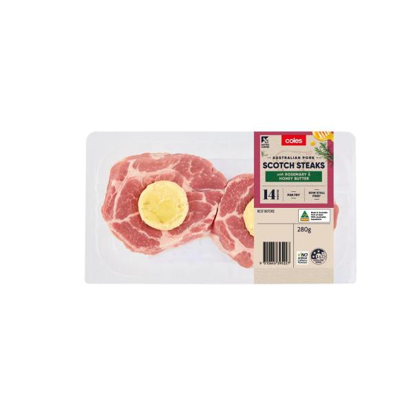 Coles Pork Scotch Steak With Rosemary & Honey Butter 280g product image