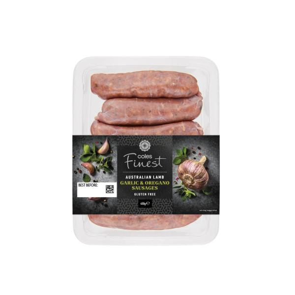 Coles Finest Lamb Garlic And Oregano Sausages 450g