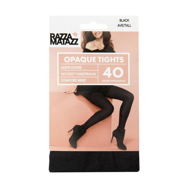 Razza 40d Elastane Opaque Tights Black Ave/tall | 1 PACK – Coles