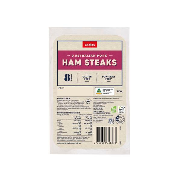 Coles Butcher Ham Steaks 375g product image