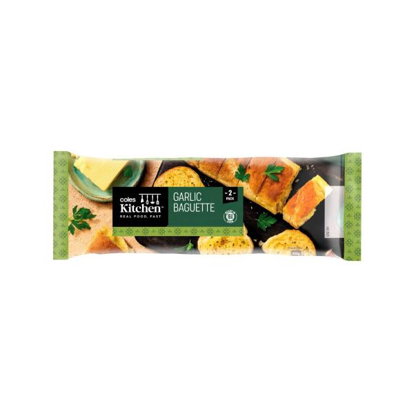 Coles Kitchen Garlic Baguette Twin Pack 450g product image