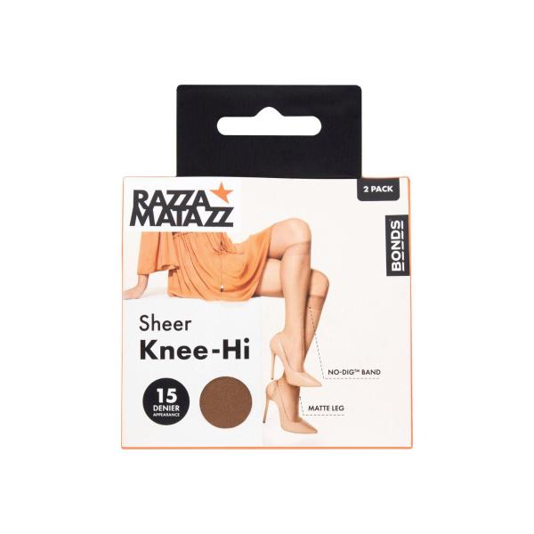 Razzamatazz 16 Pairs Sheer Knee-Hi 15 Denier Natural Pantyhose Socks H80042 Bulk
