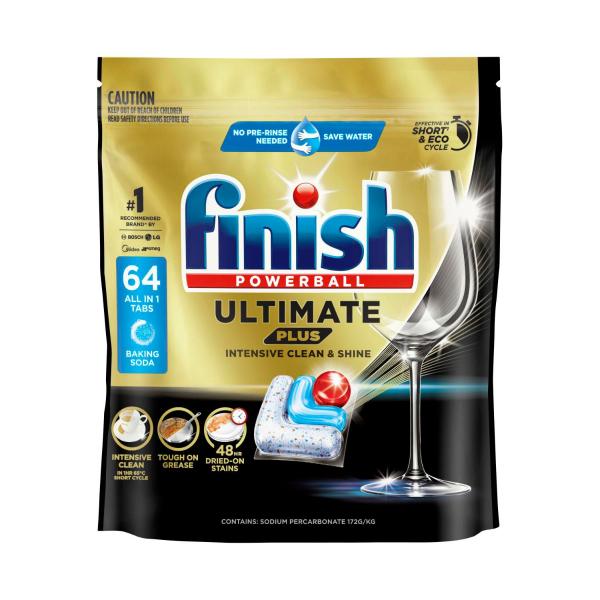 Finish Ultimate Plus Baking Soda Dishwasher Tablets 64 pack product image