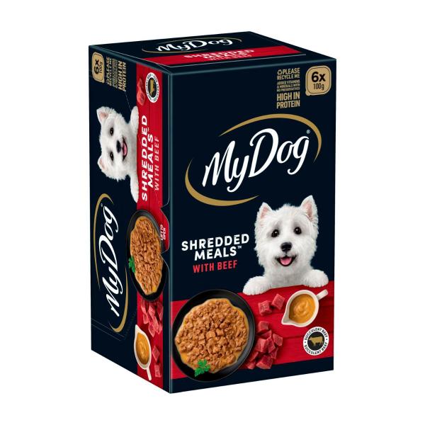 Shredded Meals Beef Dog Food 6x100g