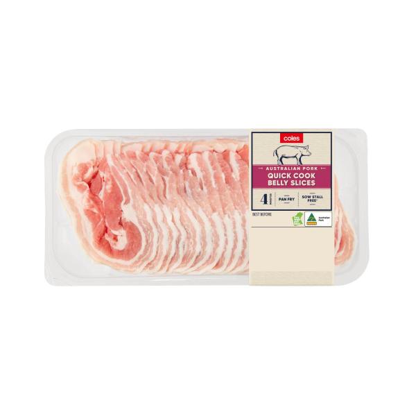Coles Quick Cook Pork Belly Slices 350g product image