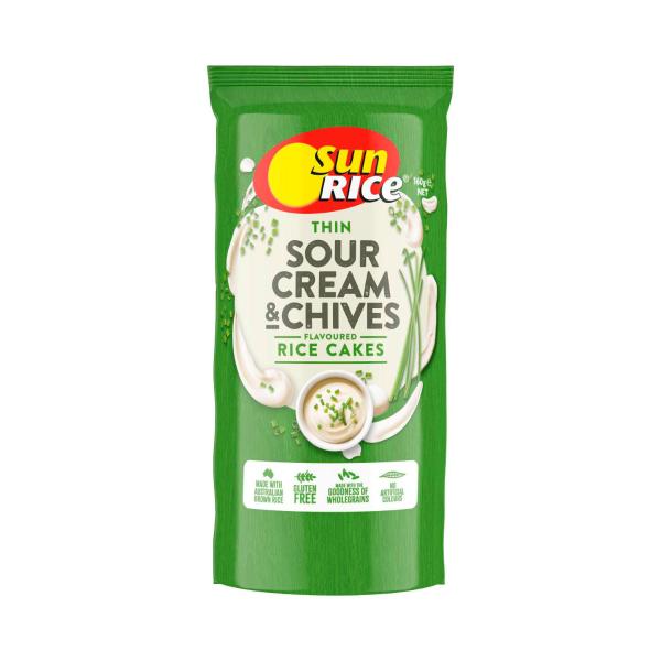 Sunrice Flavoured Rice Cakes Sour Cream & Chives 160g product image