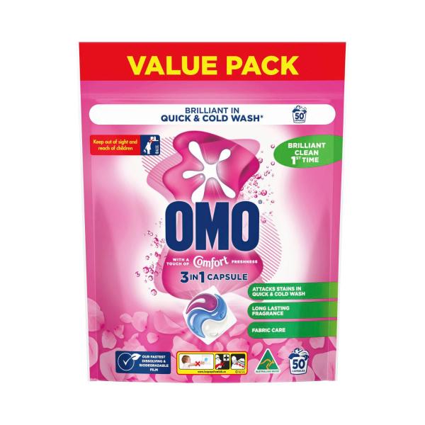 OMO Touch Of Comfort 3 in 1 Laundry Capsules 50 Washes 50 pack product image