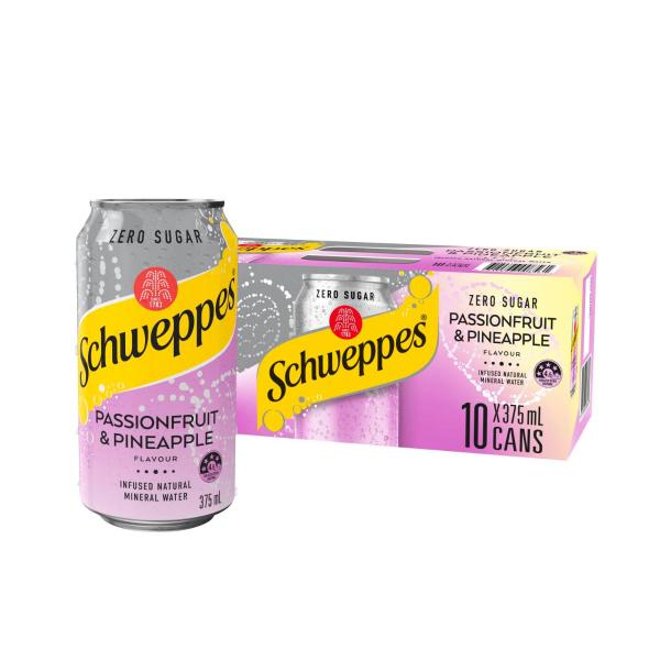 Schweppes Sparkling Water Passionfruit Pineapple 10x375ml 10 pack product image