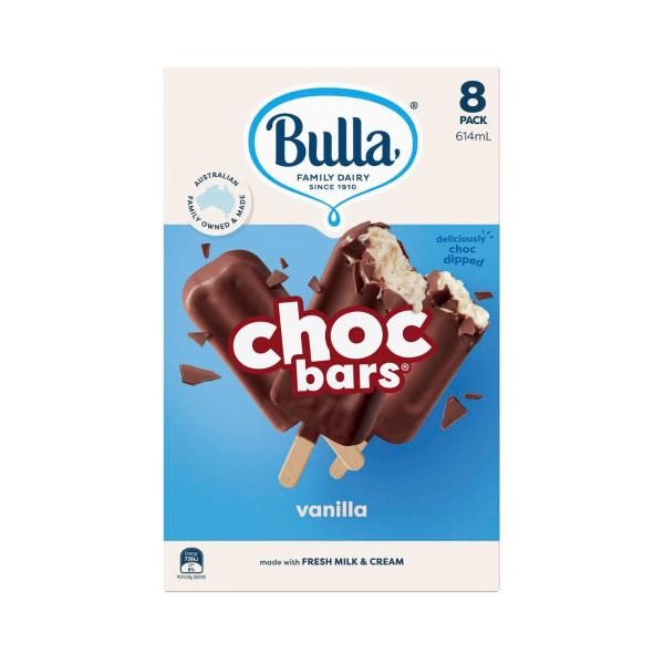 Bulla Choc Bars Vanilla Ice Cream 8 Pack 600mL product image