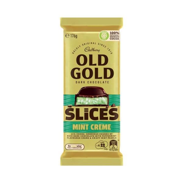 Old Gold Slices Mint Creme Dark Chocolate Block