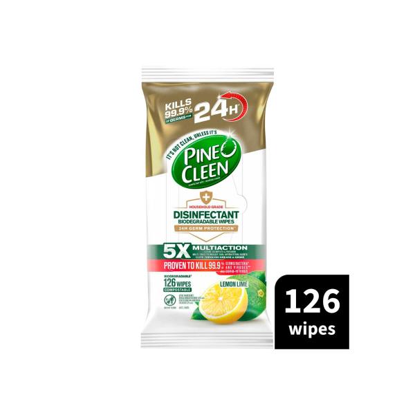 Pine O Cleen 24hour Protection Disinfectant Wipes Lemon | 126 pack