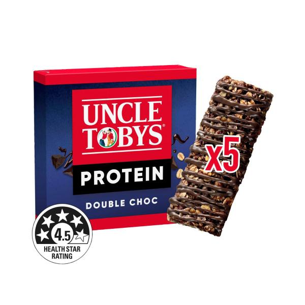 Uncle Tobys Protein Double Choc Muesli Bars School Lunchbox Snacks 175g product image
