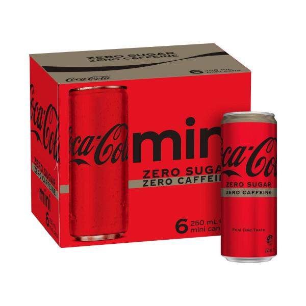 Coca-Cola Zero Caffeine Free Coke Soft Drink 6x250ml 6 pack product image