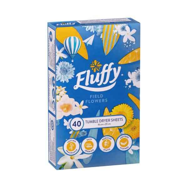 Fluffy Dryer Sheets Fabric Softener Conditioner Field Flowers 40 pack product image