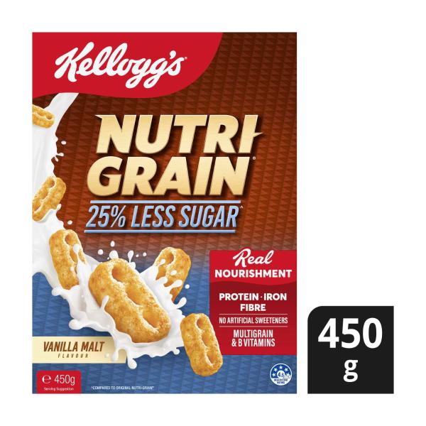 Kellogg's Nutri Grain Vanilla Malt 25% Less Sugar 450g