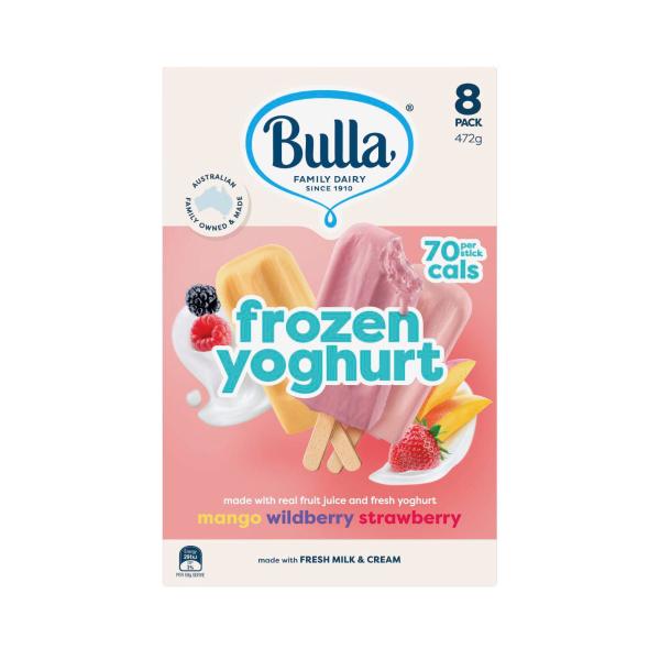 Bulla 97% Fat Free Frozen Yoghurt Strawberry Mango Wildberry 8 Pack 472g