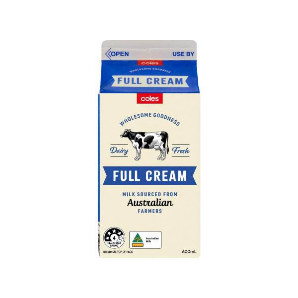 Coles Full Cream Milk 600mL product image