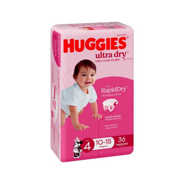 Ultra Dry Nappies Girls Size 4 (10-15kg)