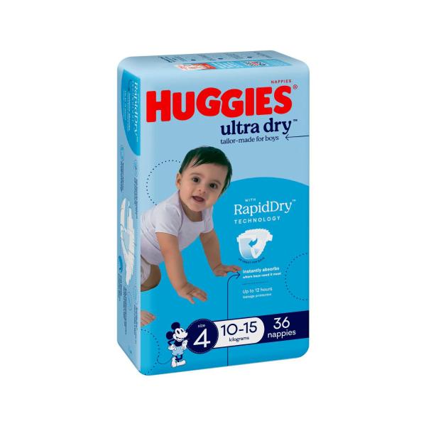 Ultra Dry Nappies Boys Size 4 (10-15kg)