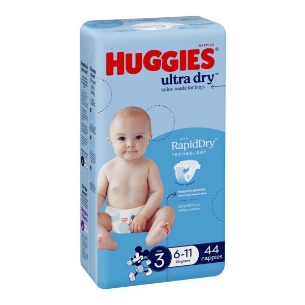 Ultra Dry Nappies Boys Size 3 (6-11kg)