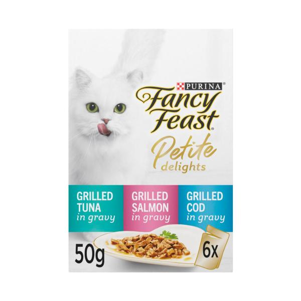 Petite Delights With Grilled Tuna Salmon & Cod Cat Food 6x50g