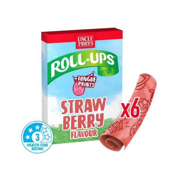 Uncle Tobys Roll-ups Strawberry Fun Prints Snacks Made With Real Fruit | 94g – Coles