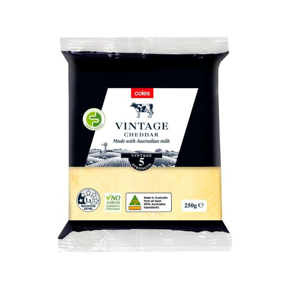 Coles Vintage Cheese Block 250g product image
