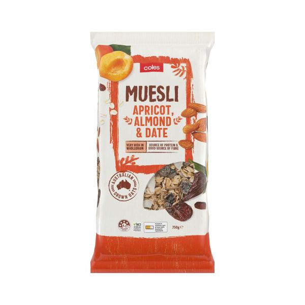 Coles Apricot Date & Almond Muesli 750g