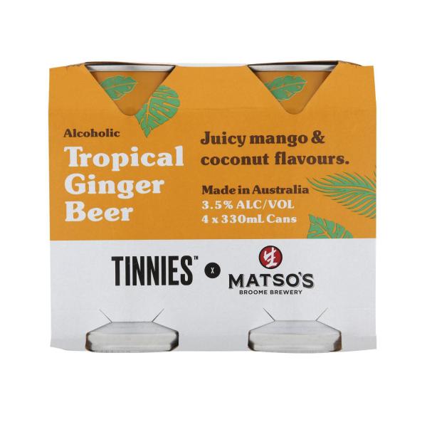 Tinnies Tropical Ginger Beer Can 330ml
